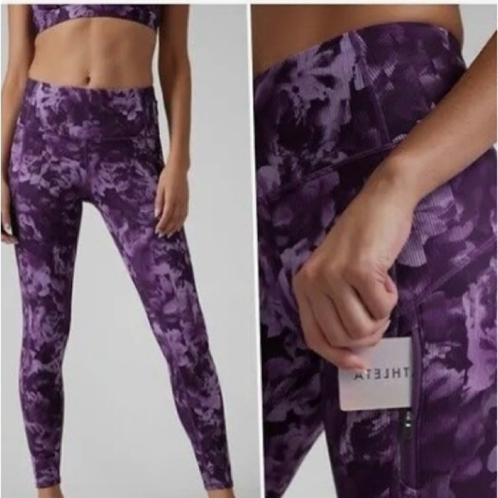 Athleta Rainier Printed Tight Spliced Floral Basalt‎ Violet Women’s Leggings XS